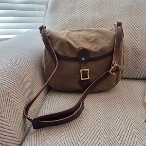 Frost River Large Shell Bag Vintage Brown Canvas and Leather Cross Body Bag